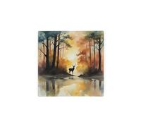 Forest Deer Hot Pot Stand Trivet - British Wildlife Art Glassware Gift/Present - Kitchen Chopping/Cutting Board Worktop Protector with Non-Slip Feet 20cm x 20cm (8" x 8")