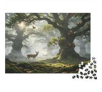 Forest Deer Jigsaw Puzzle 1000 Piece Jigsaw Puzzle Premium Paper For Adults Mystical Woodland Scene Relaxing Focus Home Decor Gift 70x50cm/1000pcs