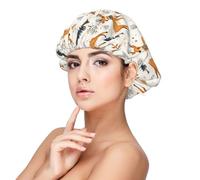 Forest Deer Mushroom Print Satin Silk Bonnet for Sleeping Women, Adjustable Double Layer Satin Hair Bonnet Night Sleep Cap for Curly Hair