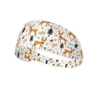 Forest Deer Mushroom Print Workout Headbands for Women - Non-Slip Stretchy Sweat Head Bands for Women Hair, Moisture Wicking Sweatband for Sports Running Tennis Athletic Gym Yoga