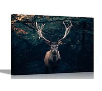 Forest Deer Prints Canvas Wall Art Pictures Home Office Bedroom Wildlife Photos on Framed Artwork Animal Modern Art DecorExtra Large 101 x 76cm (40 x 30 inches)