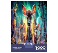 Forest Deer Puzzles Fun Details Home Decoration 1000 Piece Cute Animal Jigsaw Puzzles Challenging Games for Adults Kids Family 70x50cm/1000pcs