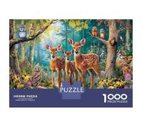 Forest Deer Scene Jigsaw Puzzle Deer 1000 Pieces Cardboard for Adults & Kids Hard Challenge Decompression Gift 52x38cm/1000pcs