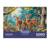 Forest Deer Scene Jigsaws 1000 Piece Puzzle in Enchanted Forest Family Decoration Fit Together Perfectly for Adults & Kids Age 12 Years Up 52x38cm/1000pcs
