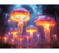 Forest Diamond Art Kits for Adults Jellyfish Diamond Painting Kit, Round Full Drill DIY Dimond Embroidery Cross Stitch Crystal Art Crafts for Home Wall Decor, Perfect Gifts for Woman 80x100cm L-640