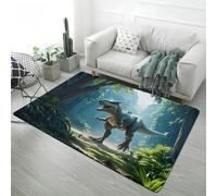 Forest Dinosaur Area Rug, Boy Teen Bedroom Decor, Soft Washable Floor Mat Home Decor, Rug for Living Room Bedroom Playroom, Non-slip Bath Mat, Bedside Runners Carpet, 120x160 cm, Color 3