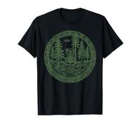 Forest Disc Golf Basket Flying Disc Course Scene T-Shirt