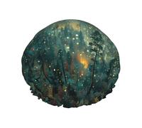 Forest dotted with stars Large Double-layer shower cap prevents hair from getting tangled during showering and skincare.