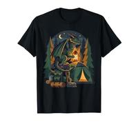 Forest Dragon Camping Expedition Cozy Night Art T-Shirt