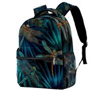 Forest Dragonflies and Palm Leaves University Laptop Backpack, Travel Bag Large Capacity & Adjustable Strap