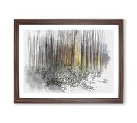 Forest Dreams In Abstract Modern Art Framed Print | A2 Walnut Framed Wall Art | Ready to Hang | Abstract Landscape Picture | Living Room Bedroom Lounge Office
