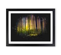 Forest Dreams Paint Splash Modern Art Framed Print | A4 Black Framed Wall Art | Ready to Hang | Modern Landscape Picture | Living Room Bedroom Lounge Office