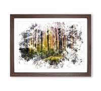 Forest Dreams Watercolour Modern Framed Print | A2 Walnut Framed Wall Art | Ready to Hang | Modern Landscape Picture | Living Room Bedroom Lounge Office