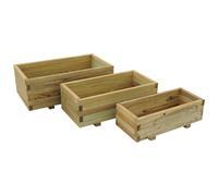 Forest Durham Rectangular Wooden Garden Planter 3'x1'9 (0.9x0.5m) - Set of 3
