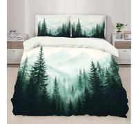 Forest Duvet Cover Set Misty Mountains Bedding Set Coniferous Forest Printed Bedding Quilt Cover for Bedding Decro,Ultra Soft Microfiber Hidden Zipper Bed Cover Double Size