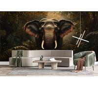 Forest Elephant 3D Photo Wallpaper Non-Woven Wall Mural Mysterious Style Wall Mural Decoration Poste Premium Wallpaper Wall Art for Living Room Bedroom W366xH254 17yf298