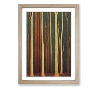 Forest Embroidery Style Vol.1 Framed Print | A2 Oak Framed Wall Art | Ready to Hang | Modern Landscape Picture | Living Room Bedroom Lounge Office