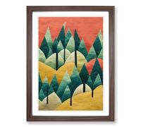 Forest Embroidery Style Vol.2 Framed Print | A2 Walnut Framed Wall Art | Ready to Hang | Modern Landscape Picture | Living Room Bedroom Lounge Office