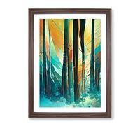 Forest Expressionism No.1 Abstract Framed Print | A2 Walnut Framed Wall Art | Ready to Hang | Eclectic Landscape Picture | Living Room Bedroom Lounge Office