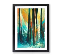 Forest Expressionism No.1 Abstract Framed Print | A3 Black Framed Wall Art | Ready to Hang | Eclectic Landscape Picture | Living Room Bedroom Lounge Office