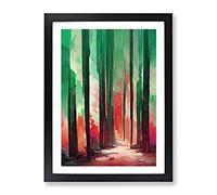 Forest Expressionism No.2 Abstract Framed Print | A2 Black Framed Wall Art | Ready to Hang | Eclectic Landscape Picture | Living Room Bedroom Lounge Office