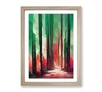 Forest Expressionism No.2 Abstract Framed Print | A4 Oak Framed Wall Art | Ready to Hang | Eclectic Landscape Picture | Living Room Bedroom Lounge Office