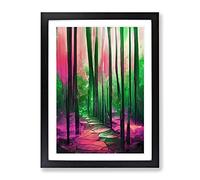 Forest Expressionism No.4 Abstract Framed Print | A2 Black Framed Wall Art | Ready to Hang | Eclectic Landscape Picture | Living Room Bedroom Lounge Office