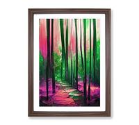Forest Expressionism No.4 Abstract Framed Print | A3 Walnut Framed Wall Art | Ready to Hang | Eclectic Landscape Picture | Living Room Bedroom Lounge Office
