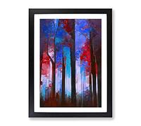 Forest Expressionism No.6 Abstract Framed Print | A3 Black Framed Wall Art | Ready to Hang | Eclectic Landscape Picture | Living Room Bedroom Lounge Office