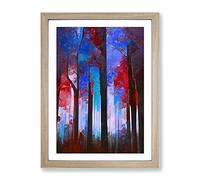 Forest Expressionism No.6 Abstract Framed Print | A4 Oak Framed Wall Art | Ready to Hang | Eclectic Landscape Picture | Living Room Bedroom Lounge Office