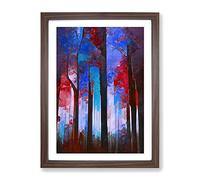 Forest Expressionism No.6 Abstract Framed Print | A4 Walnut Framed Wall Art | Ready to Hang | Eclectic Landscape Picture | Living Room Bedroom Lounge Office