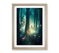 Forest Fairies Framed Print | A2 Oak Framed Wall Art | Ready to Hang | Modern Landscape Picture | Living Room Bedroom Lounge Office