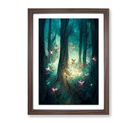 Forest Fairies Framed Print | A2 Walnut Framed Wall Art | Ready to Hang | Modern Landscape Picture | Living Room Bedroom Lounge Office