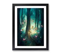 Forest Fairies Framed Print | A4 Black Framed Wall Art | Ready to Hang | Modern Landscape Picture | Living Room Bedroom Lounge Office