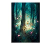 Forest Fairies | Unframed Wall Art Print | Ready to Frame Poster | Modern Home Decor Picture | Artwork for Living Room, Bedroom, Kitchen or Office | A3 (29.7x42 cm)