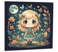 Forest Fairy Greeting Card - Cute Chibi Kawaii Cards 145mm x 145mm