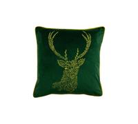 Forest Fauna Embroidered Woodland Stag Piped Cushion Furn Emerald 50cm x 50cm