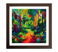 Forest Fauvism Framed Print | 18x18 Inch Walnut Framed Wall Art | Ready to Hang | Modern Landscape Picture | Living Room Bedroom Lounge Office