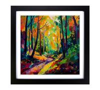 Forest Fauvism No.2 Framed Print | 18x18 Inch Black Framed Wall Art | Ready to Hang | Modern Landscape Picture | Living Room Bedroom Lounge Office