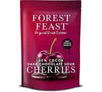 Forest Feast 60% Cocoa Dark Chocolate Sour Cherries 6 x 120g | Sweet Dried Cherries Chocolate Covered Fruit Snack with 60% Belgian Dark Chocolate, Gluten Free & Vegan Snack