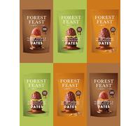 Forest Feast Chocolate Covered Dates 6 Bags - Dried Dates Dipped in Belgian milk chocolate delicious snack in 3 flavours, Peanut Butter, Pistachio and Salted Caramel