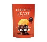Forest Feast Dark Chocolate Ginger 130gPremium Crystallised Ginger Fully Dipped in 60% Cocoa Chocolate - Rich Indulgent Snack with Sweet Spicy Flavour and Resealable Fresh Pouch