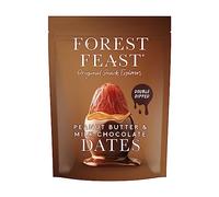 Forest Feast Milk Chocolate Peanut Butter Dates 140g Bag - Deglet Nour Dates Coated in Peanut Butter & Belgian Milk Chocolate - Vegetarian Friendly and Gluten Free