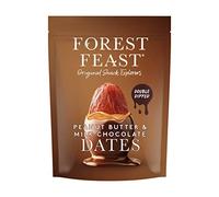 FOREST FEAST Peanut Butter & Milk Chocolate Dates 6 x 140g | Double Dipped Deglet Nour Dates in Belgian Milk Chocolate, Peanut Butter Dates, Chocolate Covered Fruit Snack