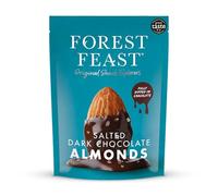 FOREST FEAST Salted Dark Chocolate Almonds 1kg Sharing Bag | Dark Chocolate Coated Salted Almonds - Gluten Free High Protein Vegan Snack
