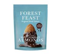 FOREST FEAST Salted Dark Chocolate Almonds 8 x 120g | Dark Chocolate Coated Salted Almonds with Real Belgian Dark Chocolate, Gluten Free High Protein Vegan Snack