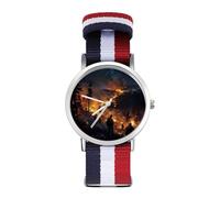 Forest Firefighters Landscape Nylon Wrist Watches Braided Stra Non-Scale Casual Watch for Work Workout