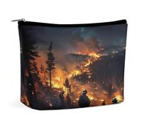Forest Firefighters Landscape Portable Makeup Bag Unisex Cosmetic Pouch Lightweight Travel Toiletry Bags