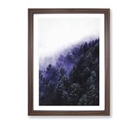 Forest Fog In Germany Painting Modern Framed Print | A3 Walnut Framed Wall Art | Ready to Hang | Modern Landscape Picture | Living Room Bedroom Lounge Office