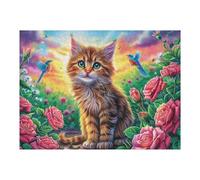 Forest Foot Tabby Cat 500 Piece Pack DIY Jigsaw Puzzle Collectors Cognitive Development Educational Decorative Puzzle Gifts for Adults Recycled Cardboard 500 PCS